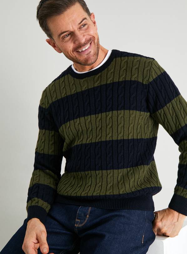 Buy Block Stripe Cable Knit Jumper XXL Jumpers and cardigans Argos